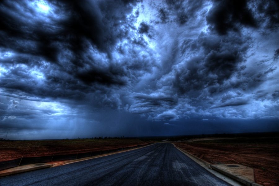 road under cloudy sky