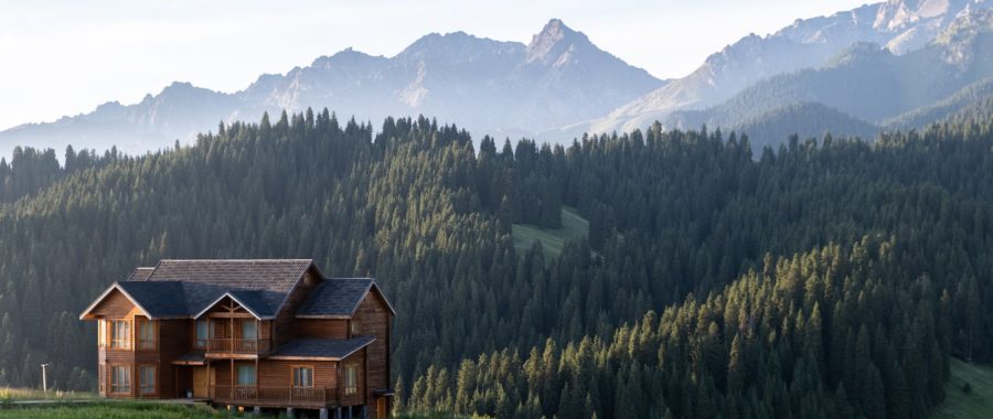 wooden cabin in mountains